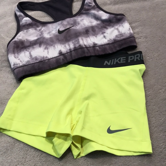 Nike Pants - Nike pro highlighter spandex shorts